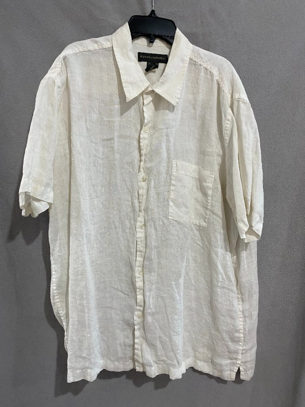 Vintage Y2K Banana Republic 100% Linen Shirt Men’s XL White Short Sleeve